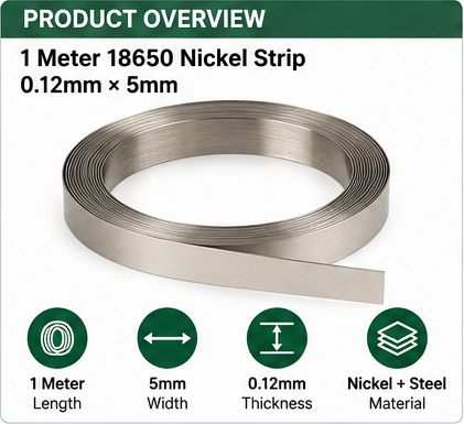1 Meter 18650 Nickel Strip 0.12mm × 5mm for Battery Spot Welding