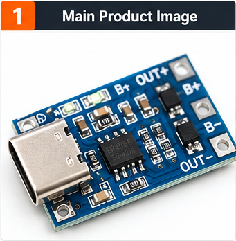 TP4056 USB Type-C 5V 1A Li-ion Battery Charger Module with Protection – 3.7V 1S