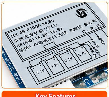 HX-4S-F100A 100A BMS Protection Board for 4S 18650 Li-ion Battery
