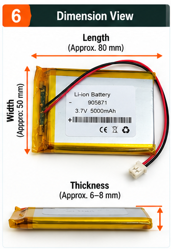 3.7V 5000mAh Li-ion Polymer Battery with 2.0mm JST Connector and BMS