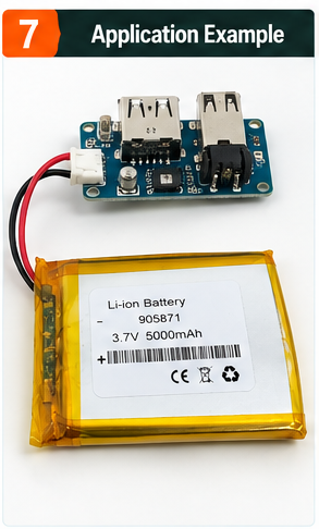 3.7V 5000mAh Li-ion Polymer Battery with 2.0mm JST Connector and BMS