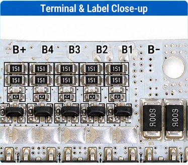 3S / 4S / 5S 100A LiFePO4 BMS Protection Board with Cell Balancing