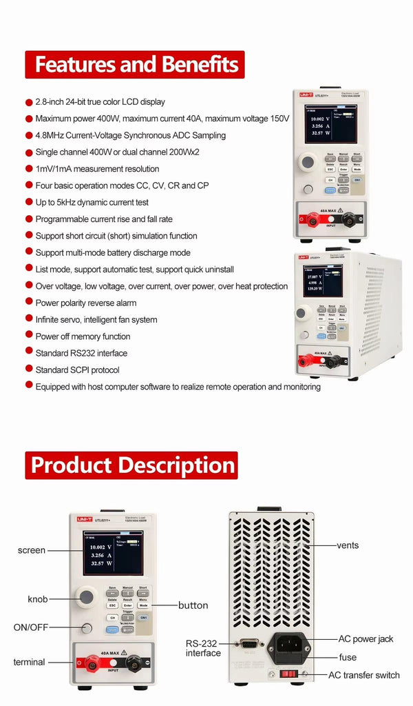 UNI-T UTL8211+ Programmable High-Precision Compact DC Electronic Load Tester in Pakistan