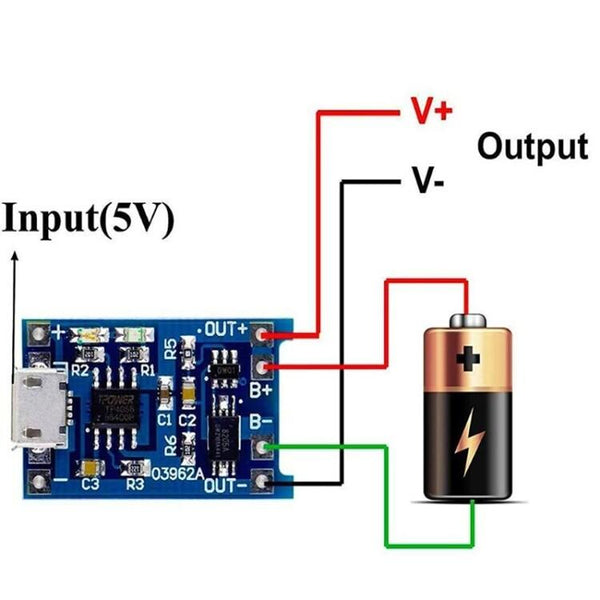 TP4056 1A Li-ion Battery Charging Module with Protection – Micro USB, 5V