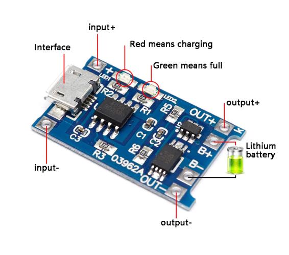 TP4056 1A Li-ion Battery Charging Module with Protection – Micro USB, 5V