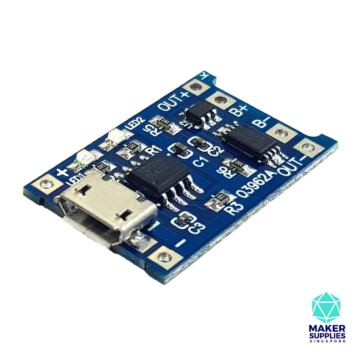 TP4056 1A Li-ion Battery Charging Module with Protection – Micro USB, 5V
