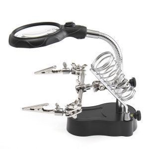 Helping Hand clip led Light Magnifier Glass Watch Repair Tool