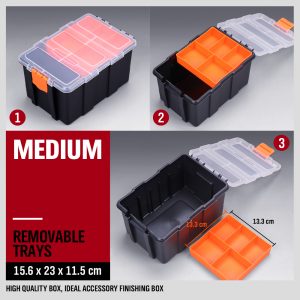 Hardware Parts Organizers Black/Orange Multi functional Plastic Box