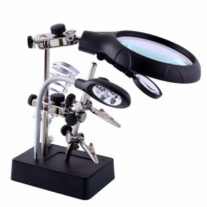 Magnifying Glass 5 LED Auxiliary Clip Magnifier 3 In1 Hand Soldering