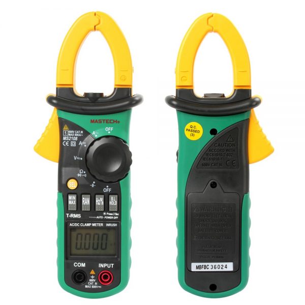 Mastech MS2108 True-RMS AC/DC Clamp Meter with Inrush Current Measurement